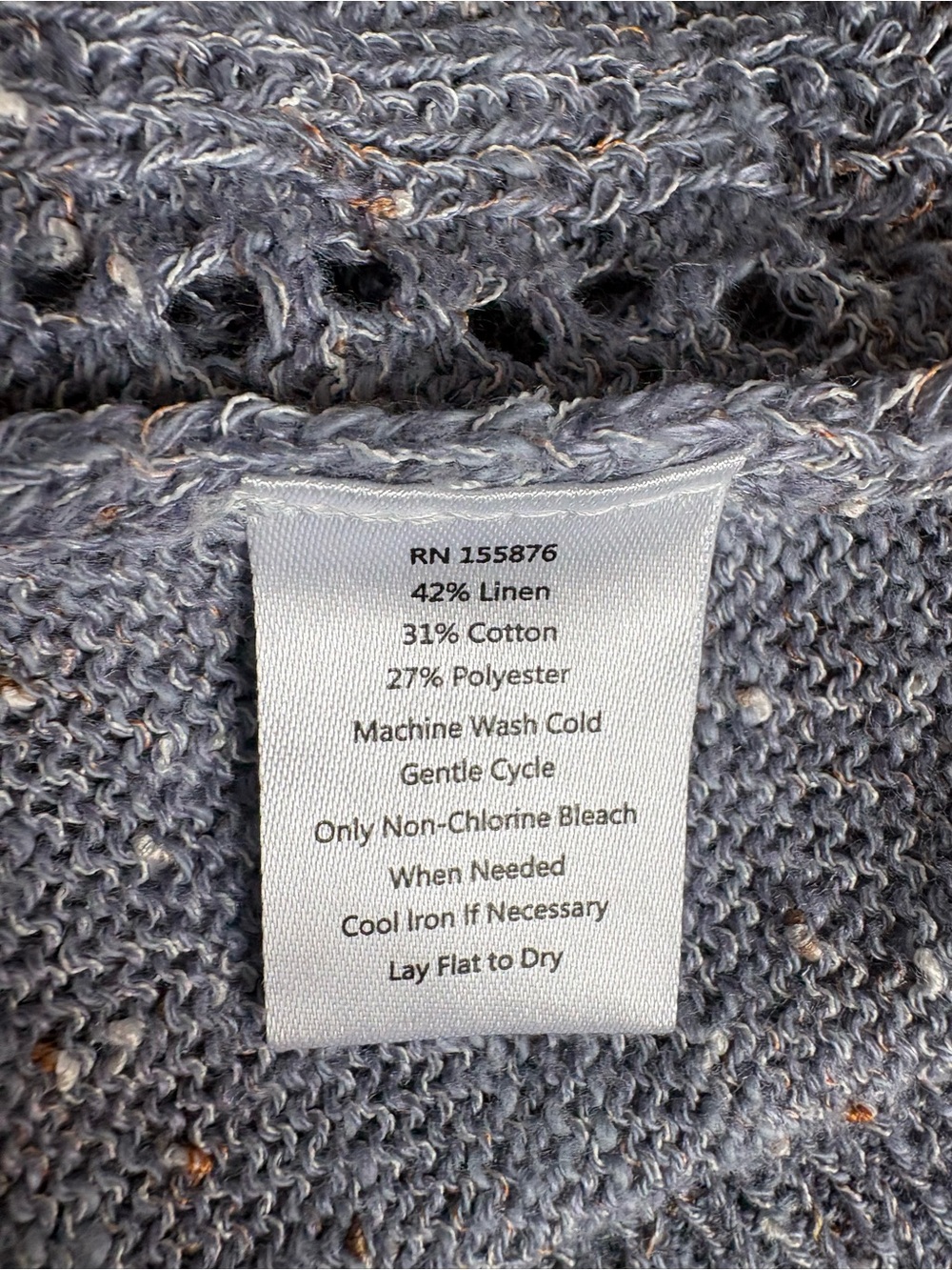Spartina Shelby linen blend blue gray open knit pull over lightweight sweater - Picture 15 of 15